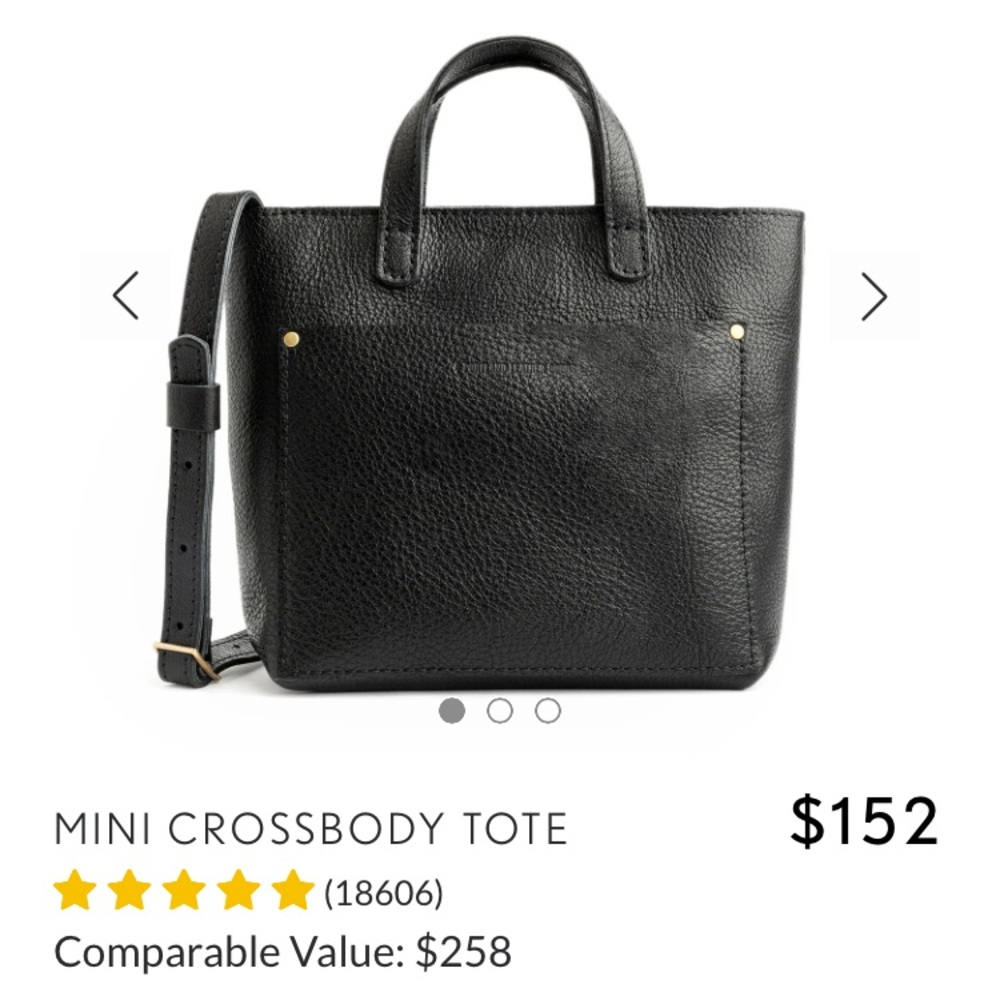 Portland Leather Mini Crossbody Tote Pebbled Black